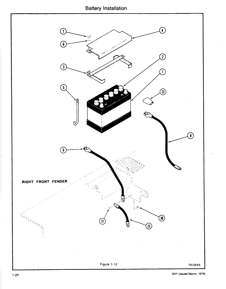 Схема запчастей Case DH7 - (1-24) - BATTERY INSTALLATION (55) - ELECTRICAL SYSTEMS