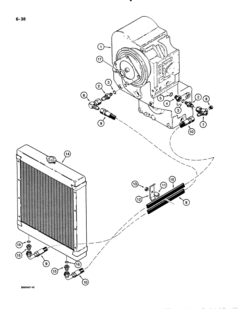 Схема запчастей Case 621 - (6-038) - TRANSMISSION HYDRAULIC CIRCUIT, P.I.N. JAK0021337 AND AFTER (06) - POWER TRAIN