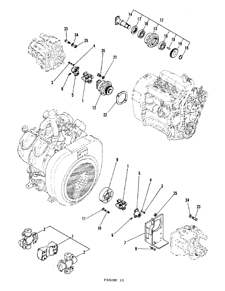 Схема запчастей Case P55 - (22) - PROPULSION PUMP DRIVE 