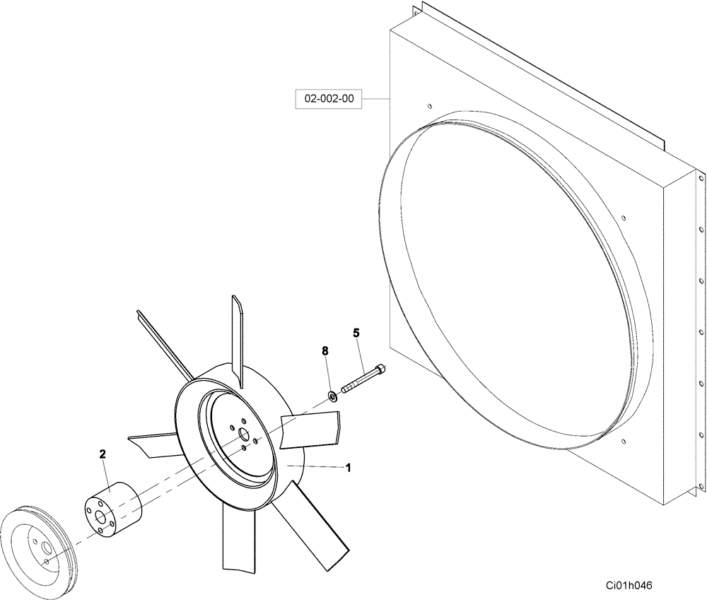 Схема запчастей Case SV223 - (02-001-02[01]) - VENTILATOR (01) - ENGINE