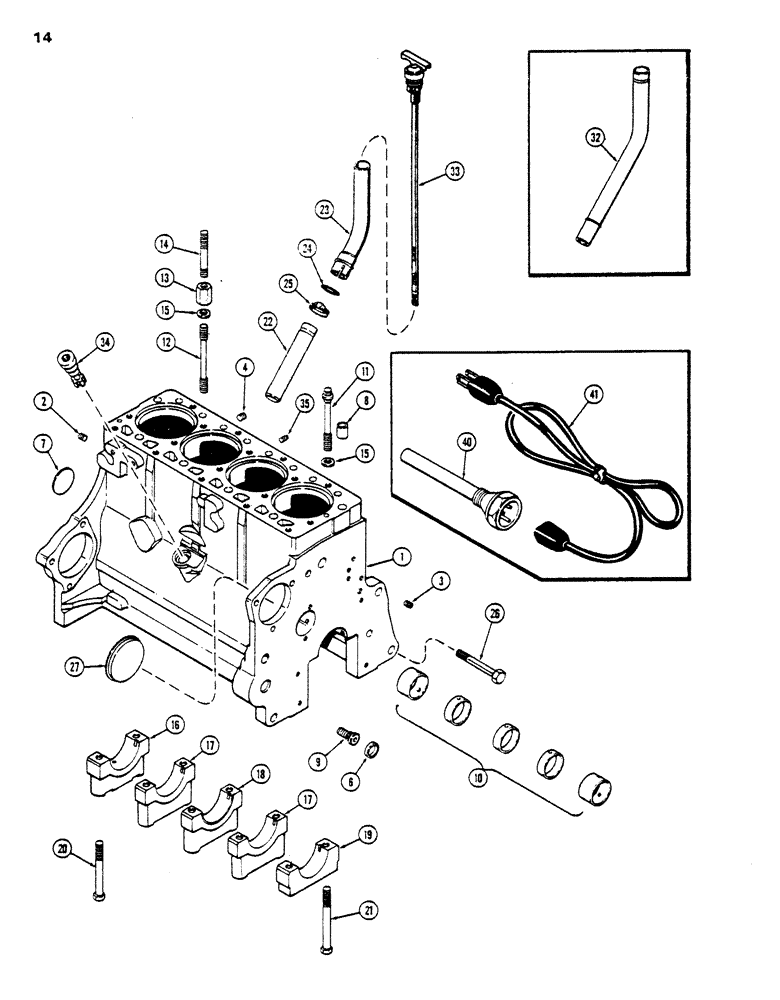 Схема запчастей Case DH5 - (14) - CYLINDER BLOCK (10) - ENGINE