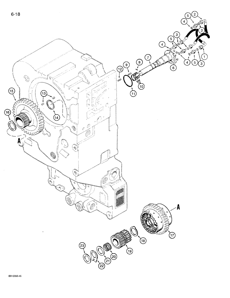 Схема запчастей Case 621 - (6-18) - TRANSMISSION ASSEMBLY, THIRD AND FOURTH CLUTCHES, P.I.N. JAK0021701 THRU JAK0027511 (06) - POWER TRAIN