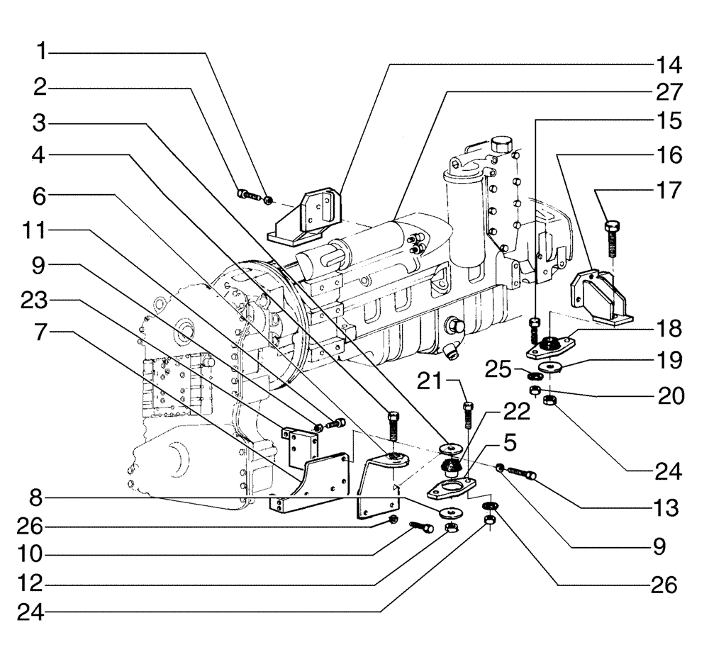 Схема запчастей Case 845 - (02-02[01]) - ENGINE - MOUNTING (02) - ENGINE