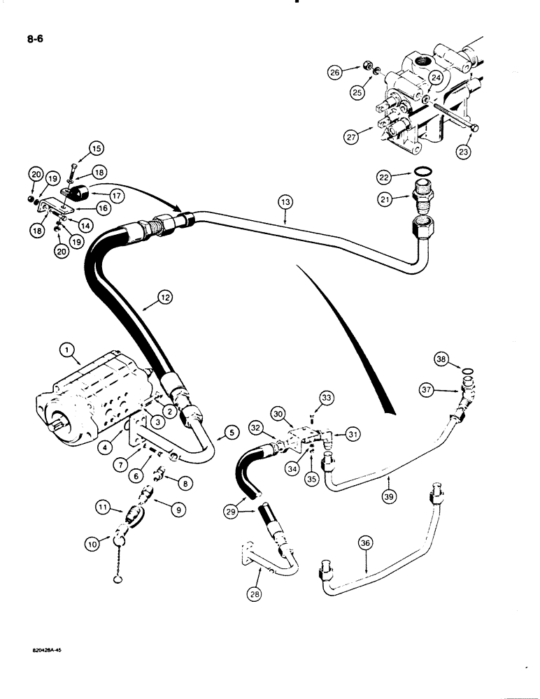 Схема запчастей Case W18B - (8-06) - LOADER HYDRAULIC CIRCUIT, PUMP TO LOADER CONTROL VALVE (08) - HYDRAULICS