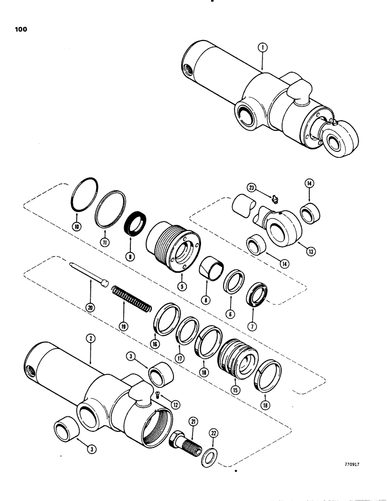 Схема запчастей Case 26C - (100) - G101284 AND G101285 SWING CYLINDER, WITH ONE PIECE PISTON 