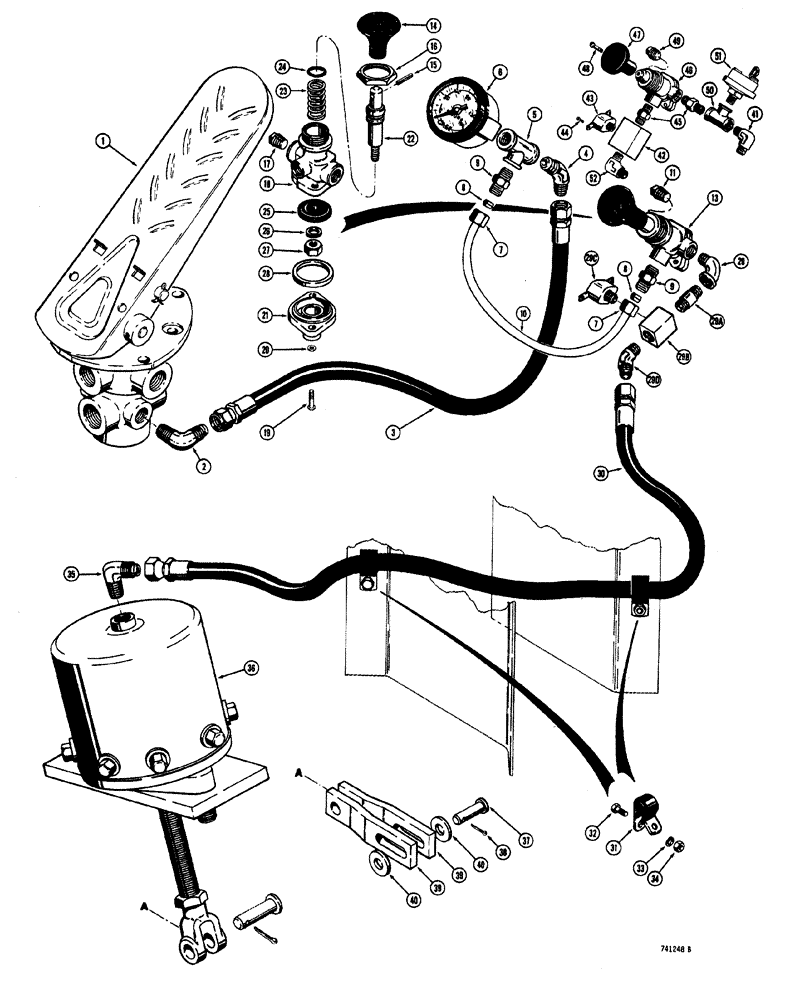 Схема запчастей Case W20 - (172) - BRAKE SYSTEM EMERGENCY BRAKE VALVE TO SAFETY CHAMBER (07) - BRAKES