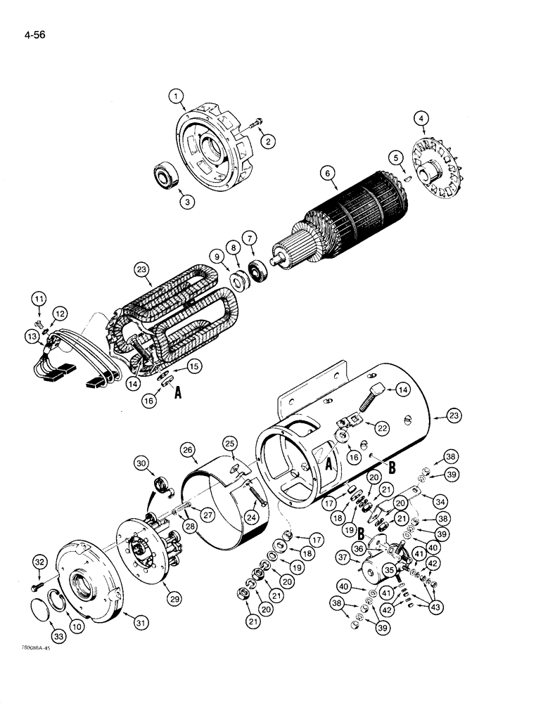 Схема запчастей Case 721 - (4-56) - AUXILIARY STEERING MOTOR ASSEMBLY (04) - ELECTRICAL SYSTEMS