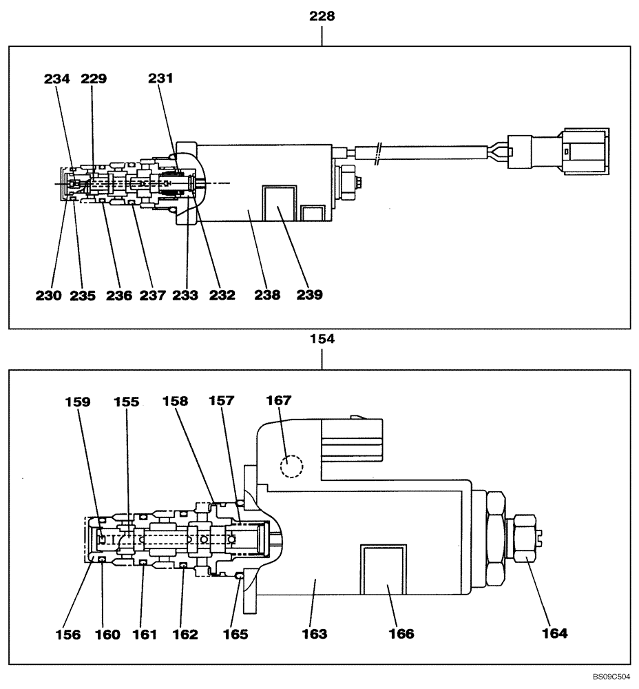 Схема запчастей Case CX130B - (08-03[05]) - HIGH PRESSURE PUMP - SOLENOID VALVE (STANDARD) (08) - HYDRAULICS