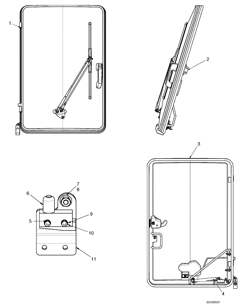 Схема запчастей Case 465 - (09-17A) - CAB DOOR KIT (09) - CHASSIS