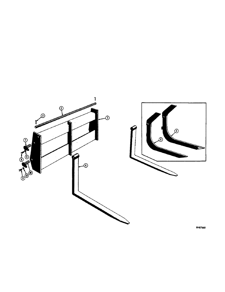 Схема запчастей Case 310F - (176[1]) - LOGGING AND PALLET FORKS (05) - UPPERSTRUCTURE CHASSIS