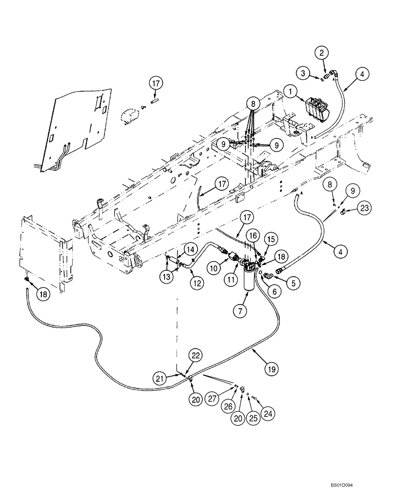 Схема запчастей Case 586G - (08-01) - HYDRAULICS - RETURN LINES (08) - HYDRAULICS