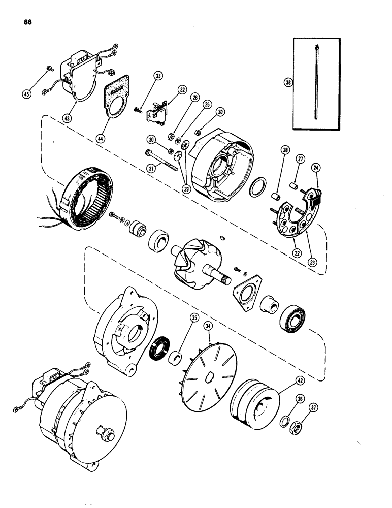 Схема запчастей Case 1150C - (086) - R36587 ALTERNATOR, MOTOROLA NO. 70D44025F01 (04) - ELECTRICAL SYSTEMS