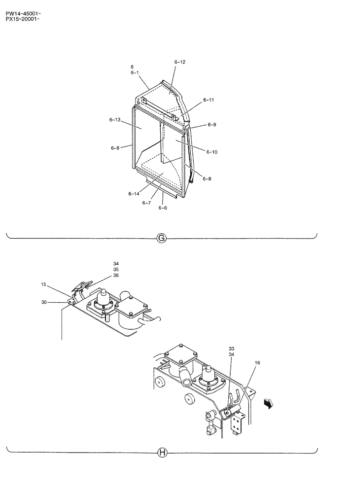 Схема запчастей Case CX36B - (01-066) - GUARD INSTAL (CANOPY), P/N PW22C01151F1 (05) - SUPERSTRUCTURE