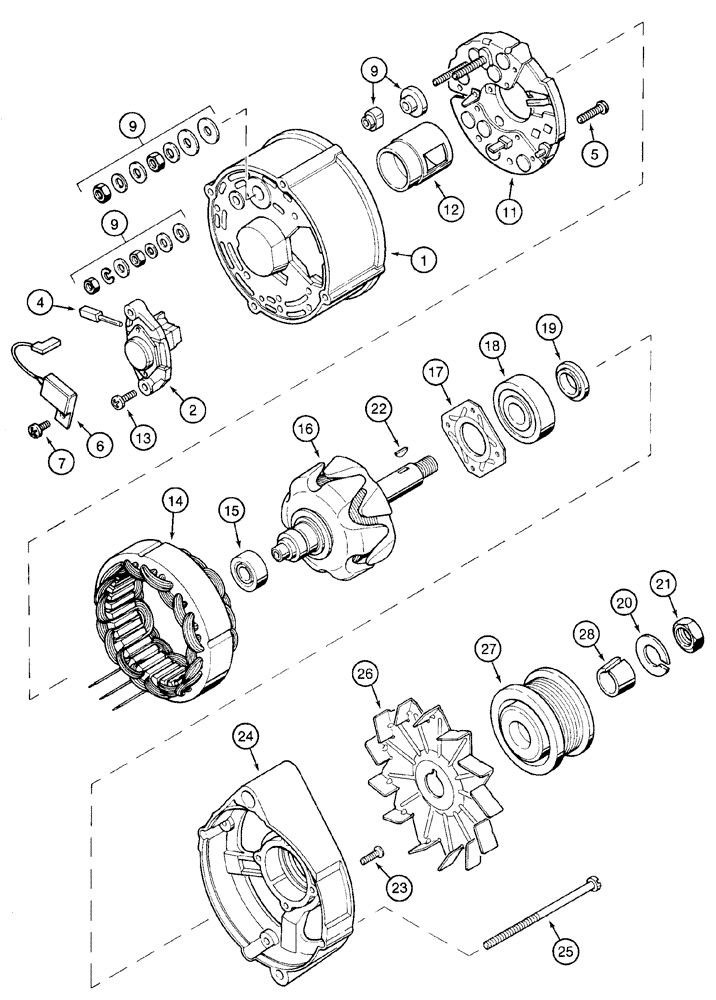 Схема запчастей Case 621D - (04-02) - ALTERNATOR ASSY (04) - ELECTRICAL SYSTEMS