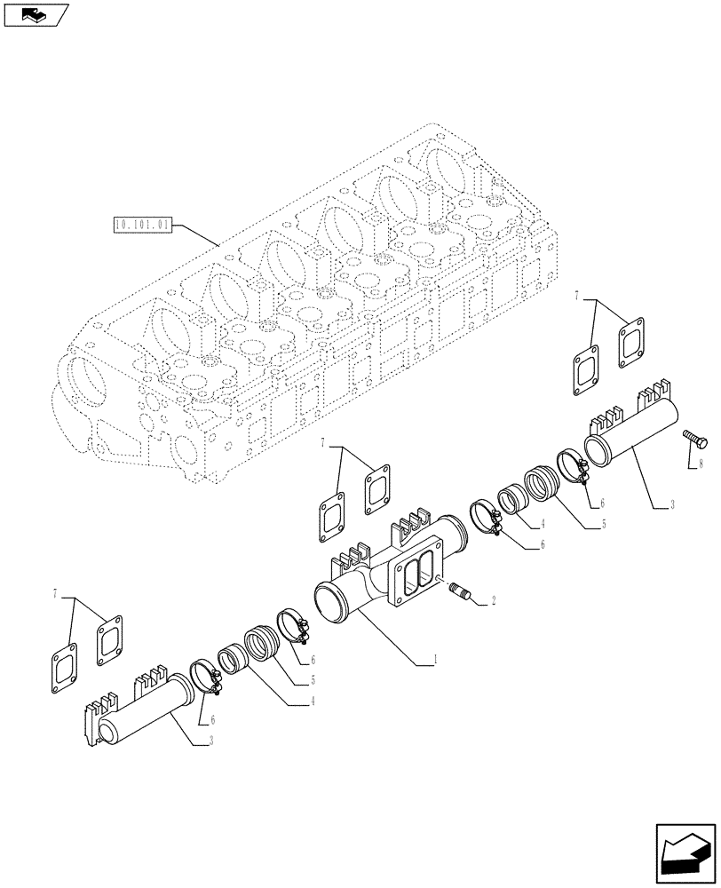 Схема запчастей Case F3AE0684S E913 - (10.254.05) - EXHAUST MANIFOLD (504158729) (10) - ENGINE