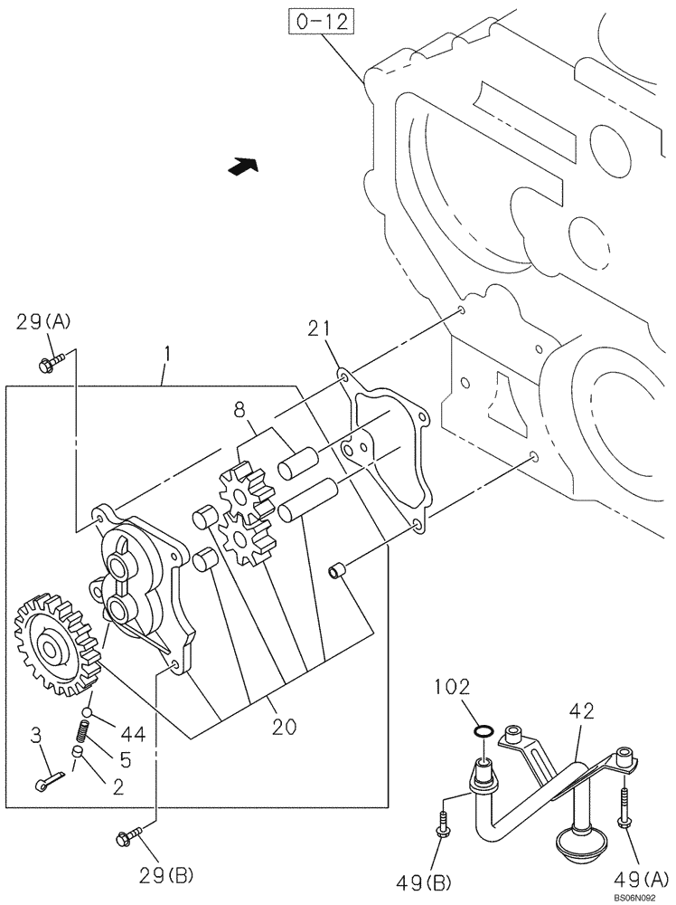 Схема запчастей Case CX240BLR - (02-29) - OIL PUMP (02) - ENGINE