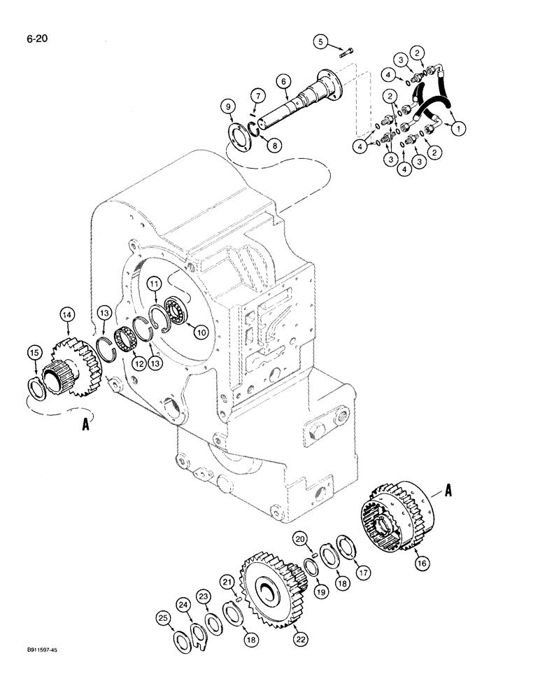 Схема запчастей Case 721 - (6-20) - TRANSMISSION ASSEMBLY, FORWARD AND LOW CLUTCHES, PRIOR TO P.I.N. JAK0022534 (06) - POWER TRAIN