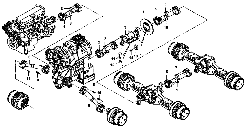 Схема запчастей Case 335B - (24A00010658[001]) - SECTION INDEX, PROPELLER SHAFT (87612796) (03) - Converter / Transmission