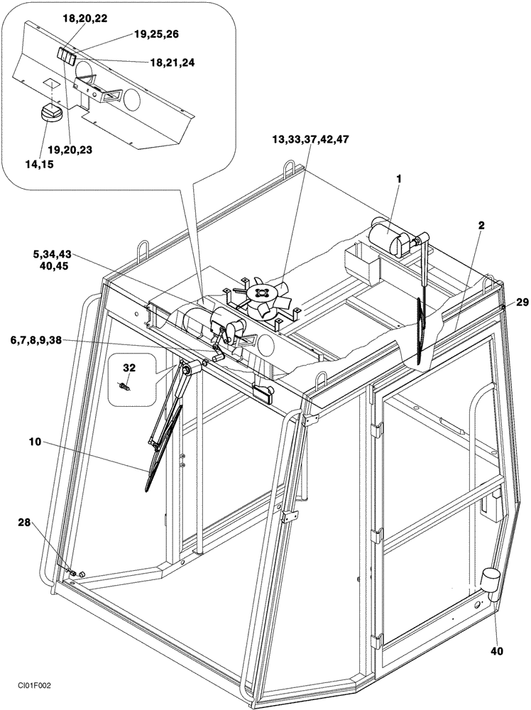 Схема запчастей Case SV210 - (04-001-01[01]) - WIRING, CAB (GROUP 410) (ND103171) (04) - ELECTRICAL SYSTEMS