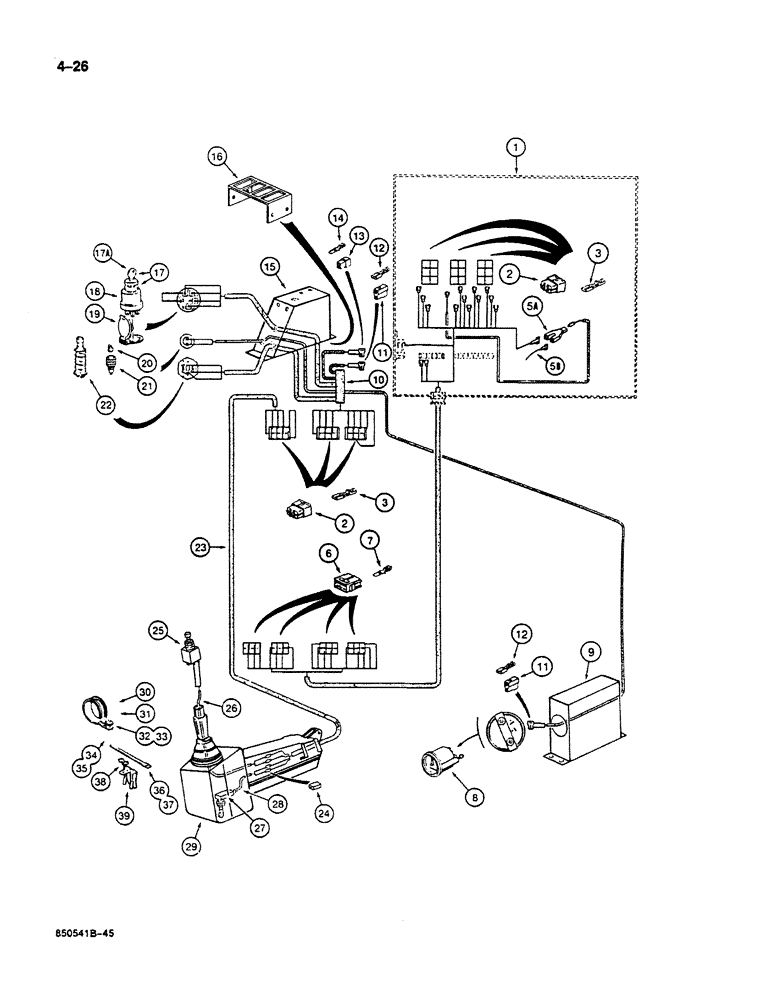 Схема запчастей Case 125B - (4-26) - CAB ELECTRICAL HARNESS, P.I.N. 74251 THROUGH 74630 (04) - ELECTRICAL SYSTEMS