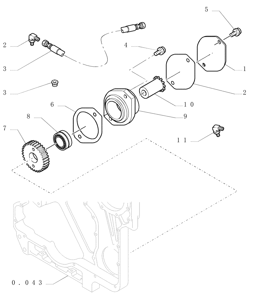 Схема запчастей Case 1850K - (0.043[04]) - CRANKCASE COVERS ENGINE (01) - ENGINE