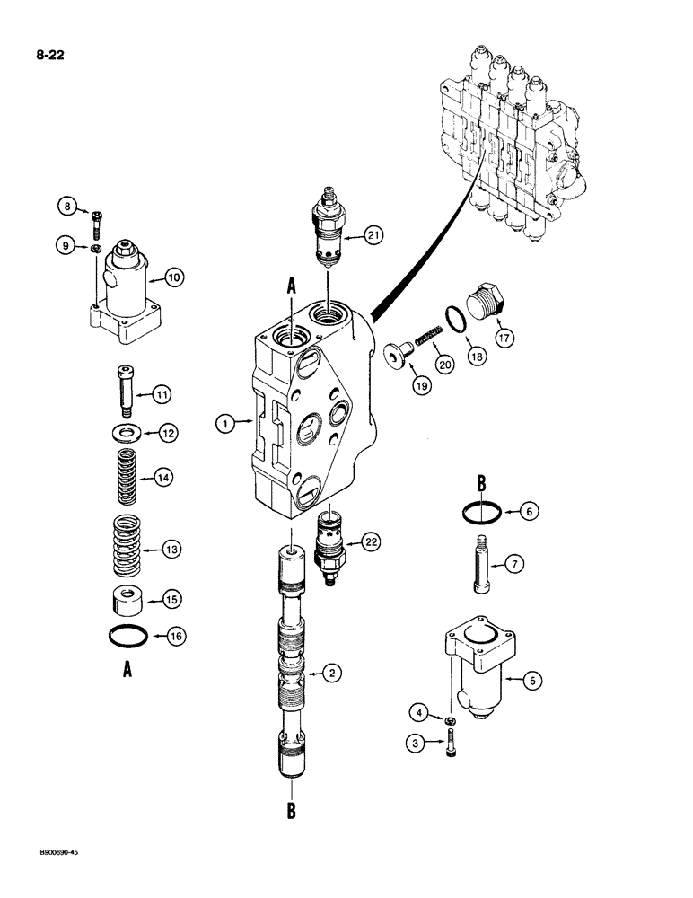 Схема запчастей Case 1085C - (8-022) - ARM SECTION - 1986622C1 (08) - HYDRAULICS