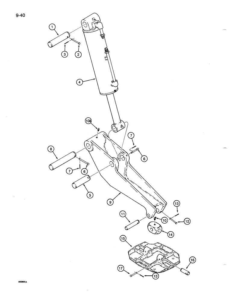 Схема запчастей Case 1086B - (9-040) - OUTRIGGER ARMS AND PLATES, EXCAVATOR MODELS (09) - CHASSIS