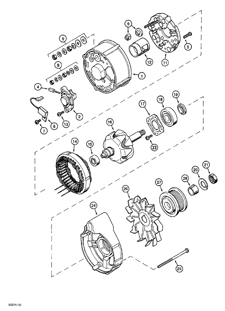 Схема запчастей Case 580SL - (4-006) - ALTERNATOR (04) - ELECTRICAL SYSTEMS