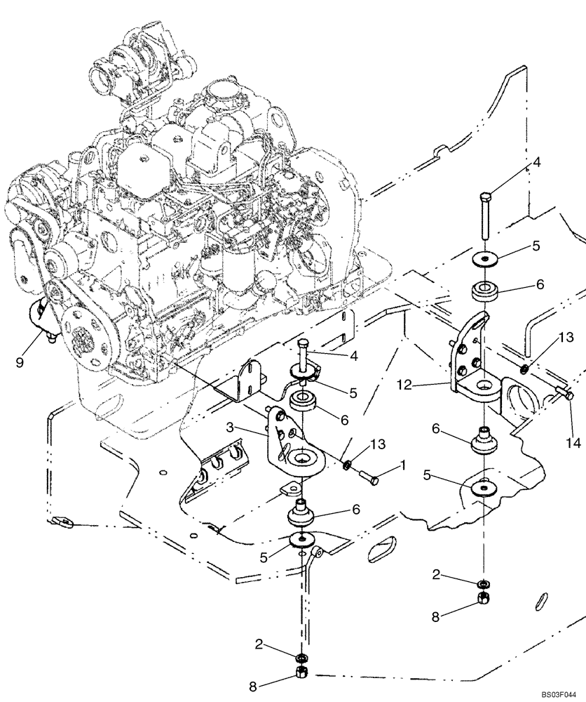 Схема запчастей Case 521D - (02-01) - MOUNT, ENGINE (02) - ENGINE