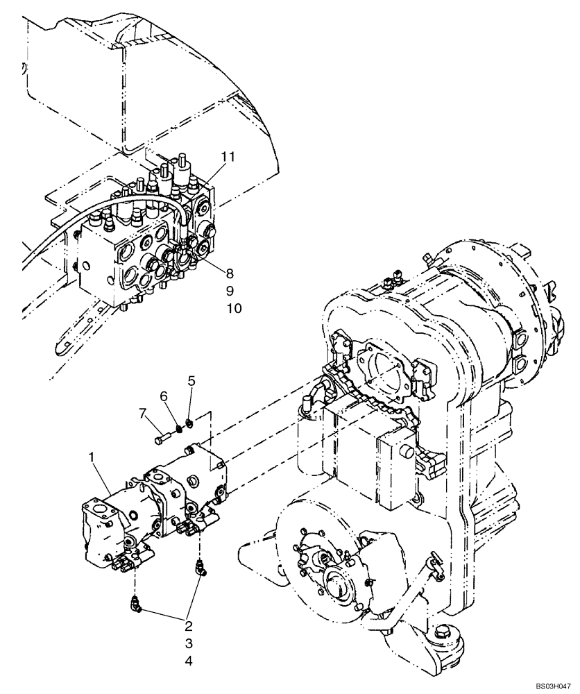 Схема запчастей Case 721D - (08-08) - HYDRAULICS - PUMP MOUNTING (08) - HYDRAULICS