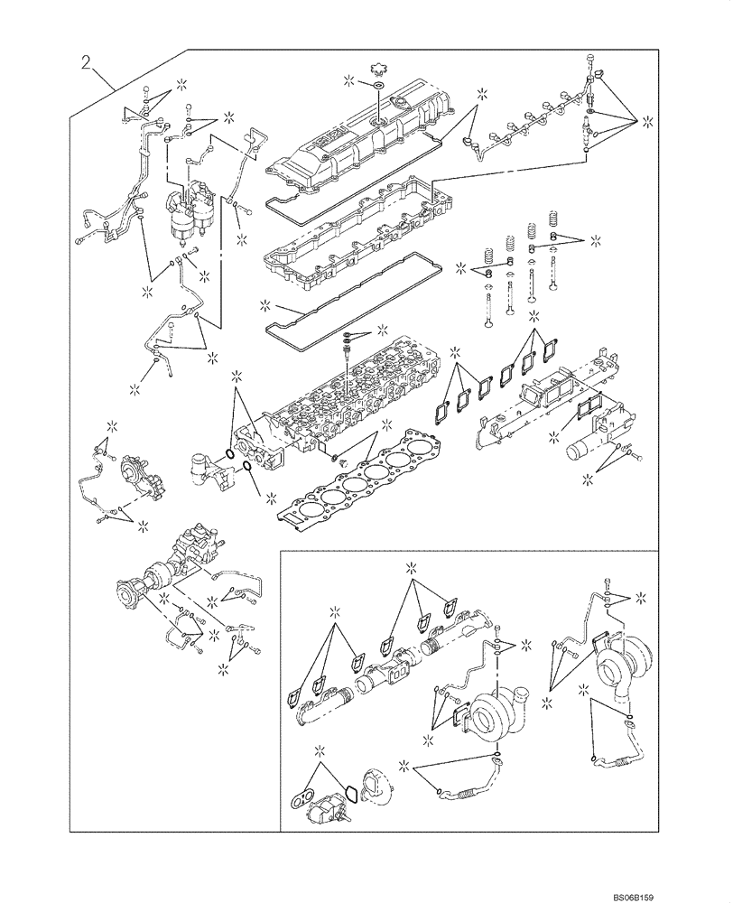 Схема запчастей Case CX700 - (02-005-04[01]) - PACKAGE SEALS - ENGINE (02) - ENGINE