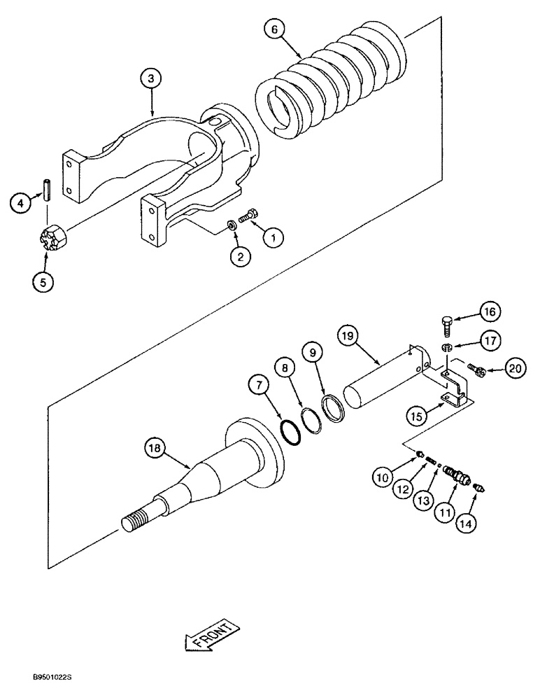 Схема запчастей Case 9020B - (5-008) - TRACK ADJUSTER (11) - TRACKS/STEERING