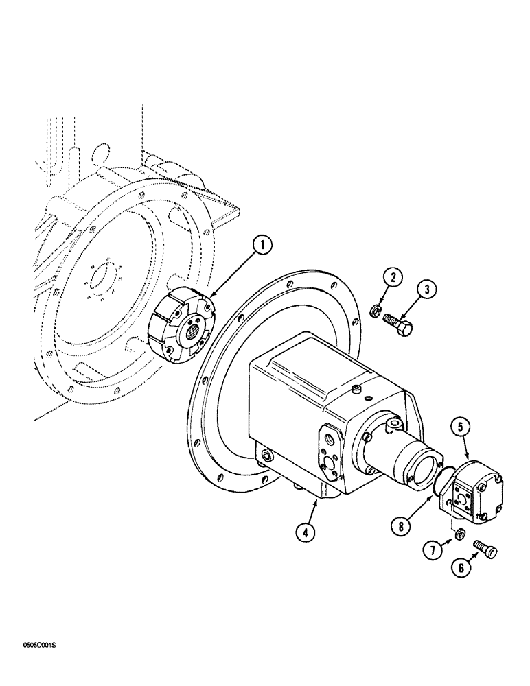 Схема запчастей Case 1088 - (8B-02) - HIGH PRESSURE HYDRAULIC PUMP COUPLING (08) - HYDRAULICS