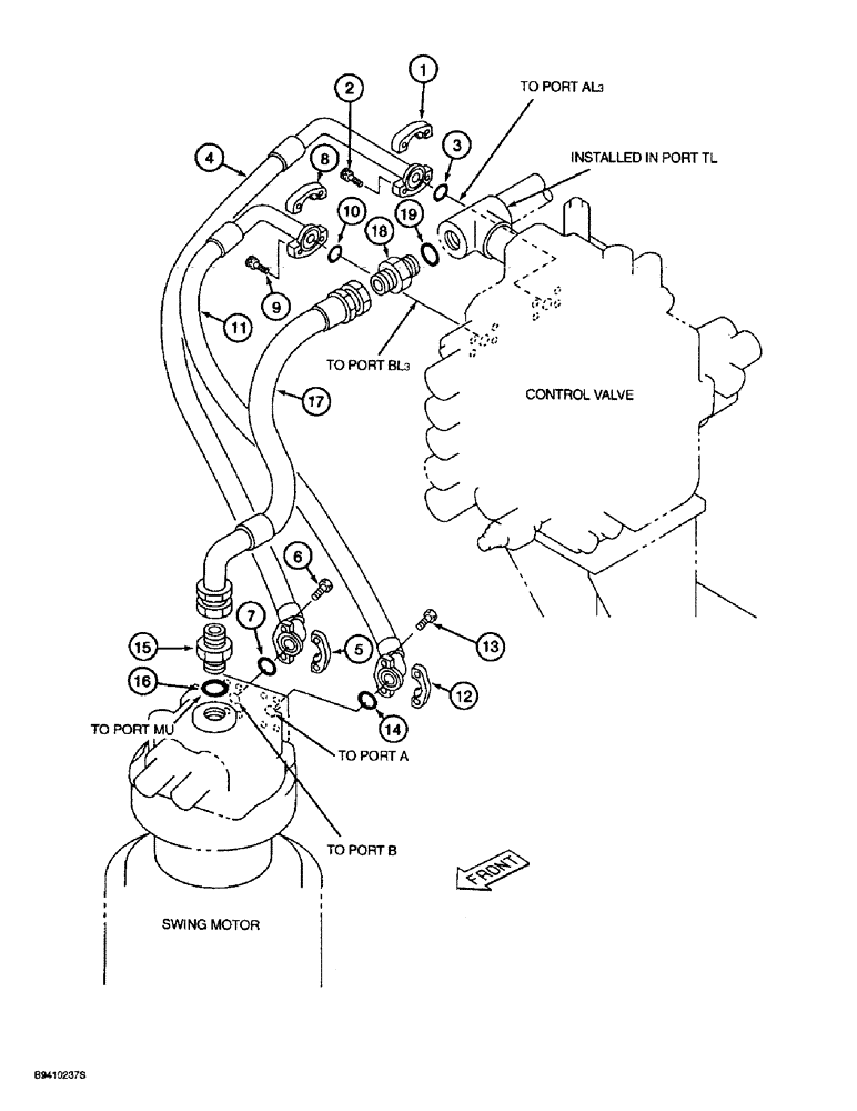 Схема запчастей Case 9030B - (8-062) - SWING MOTOR CIRCUIT (08) - HYDRAULICS