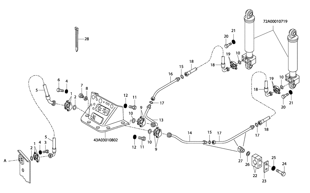 Схема запчастей Case 340 - (72A01010722[001]) - DUMPING SYSTEM - HYDRAULIC CIRCUIT (35) - HYDRAULIC SYSTEMS