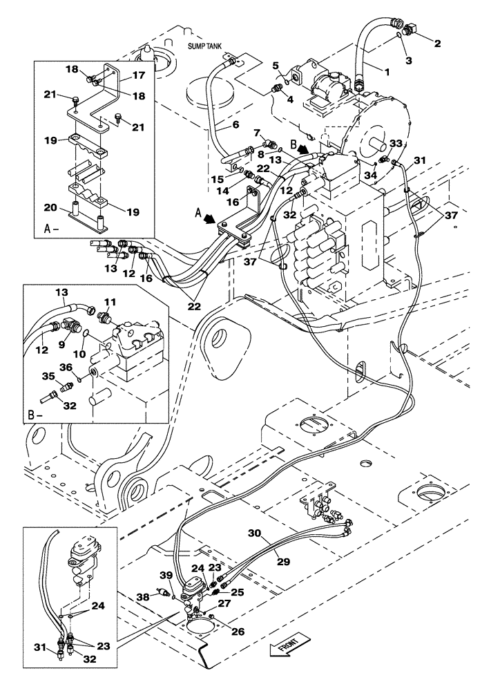 Схема запчастей Case CX250C - (08-033[00]) - HYDRAULIC CIRCUIT - SMALL FLOW (08) - HYDRAULICS