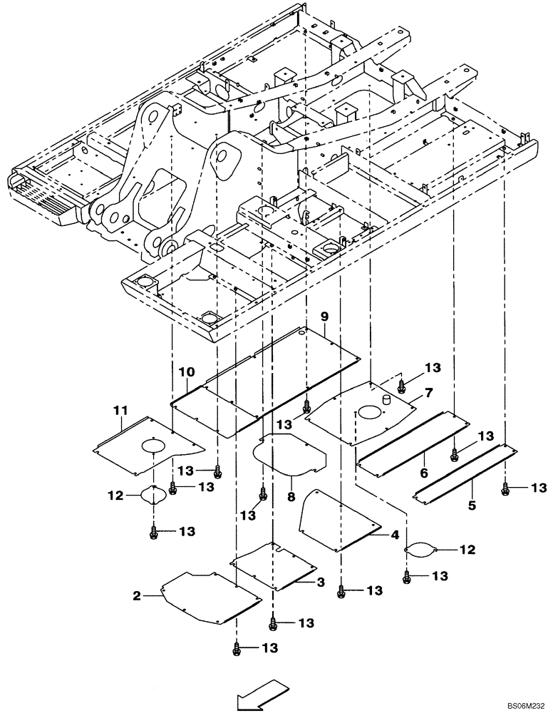 Схема запчастей Case CX290B - (09-03) - TURNTABLE - ACCESS COVERS (09) - CHASSIS/ATTACHMENTS