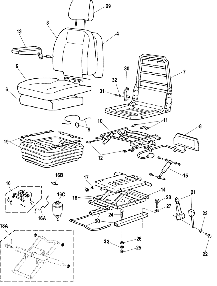 Схема запчастей Case CX700 - (09-030-02[01]) - SEAT, AIR SUSPENSION (13) - CHASSIS/ATTACHMENTS