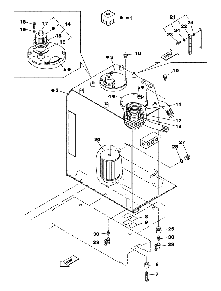 Схема запчастей Case CX300C - (08-001-00[01]) - HYDRAULIC RESERVOIR (08) - HYDRAULICS