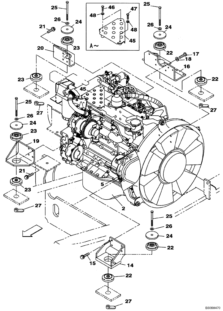 Схема запчастей Case CX240B - (02-01) - ENGINE MOUNTING (02) - ENGINE