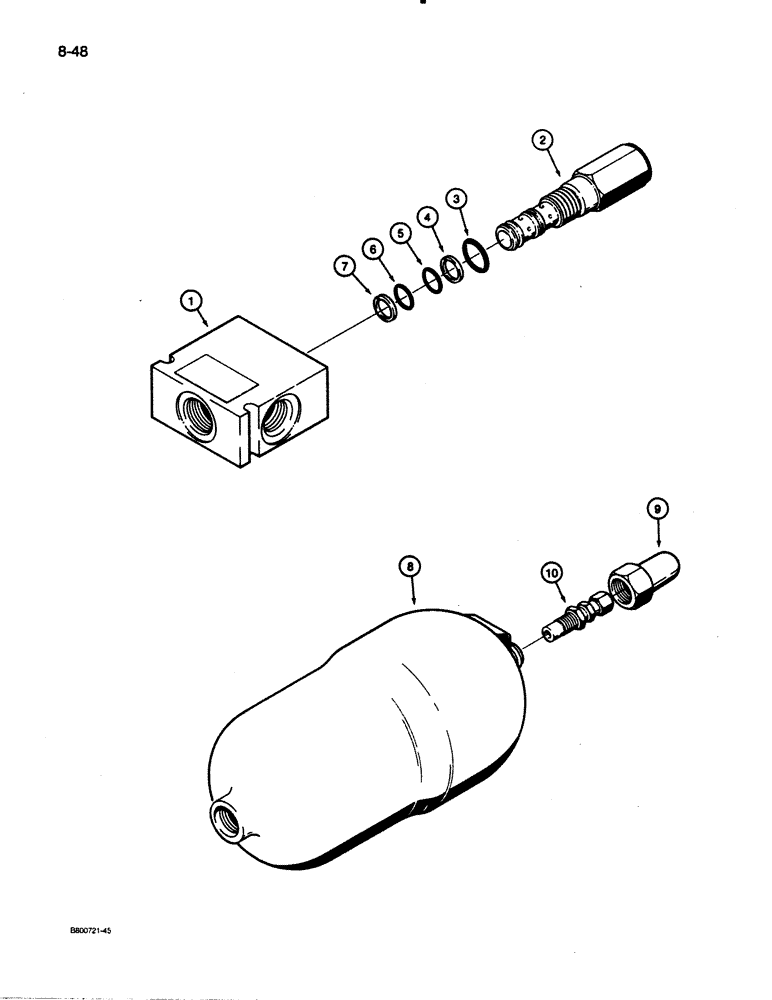 Схема запчастей Case W30 - (8-48) - PRESSURE REDUCING VALVE AND ACCUMULATOR (08) - HYDRAULICS