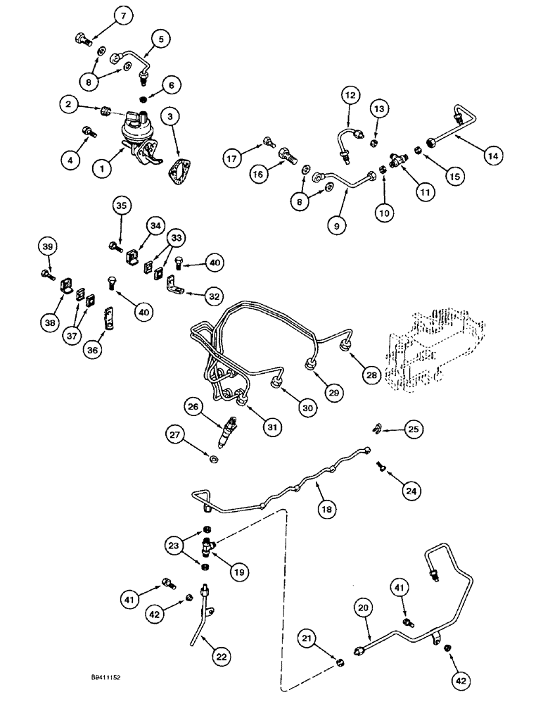 Схема запчастей Case 550E - (3-08) - FUEL INJECTION SYSTEM, 4-390 ENGINE, 4T-390 ENGINE (03) - FUEL SYSTEM