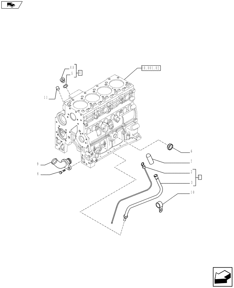 Схема запчастей Case F4HFE413J A002 - (10.304.01[01]) - OIL LEVEL CHECK (10) - ENGINE