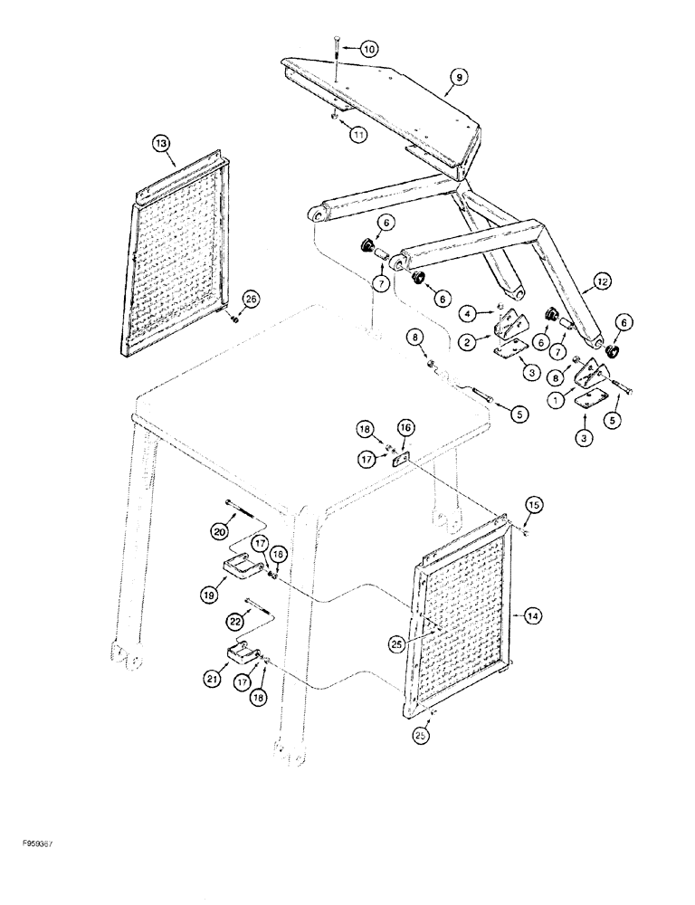 Схема запчастей Case 550G - (9-34) - CANOPY SCREENS AND BRUSH GUARD (05) - UPPERSTRUCTURE CHASSIS