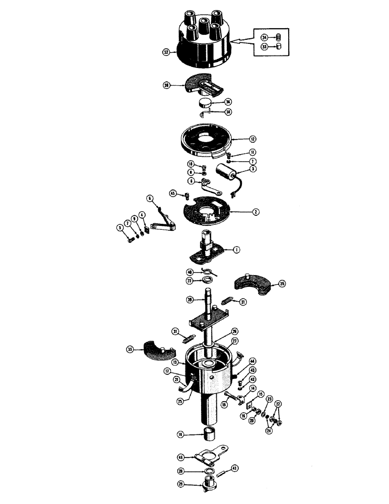 Схема запчастей Case 520 - (024) - 10012 DISTRIBUTOR, AUTO-LITE NUMBER IAD-6004-1B (06) - ELECTRICAL SYSTEMS