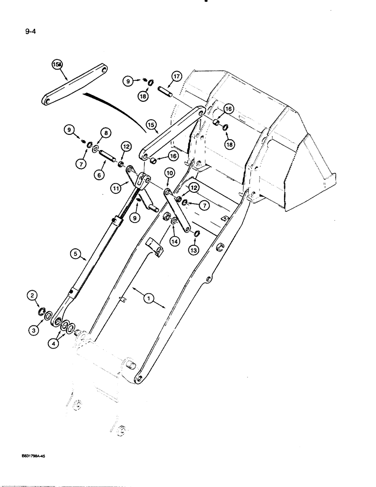 Схема запчастей Case 455C - (9-04) - LOADER LIFT FRAME, BUCKET TILT CYLINDERS AND LINKS (09) - CHASSIS/ATTACHMENTS