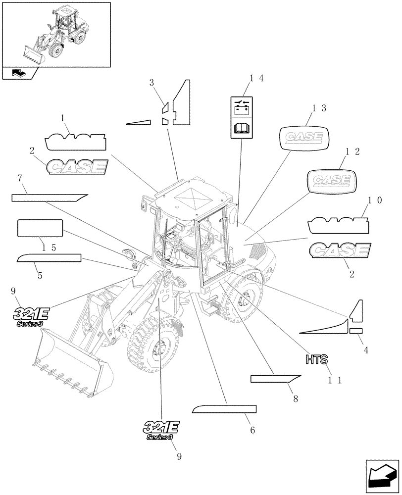 Схема запчастей Case 321E - (621/07[02]) - DECAL KIT DESIGN (HIGH SPEED) (08) - SHEET METAL/DECALS