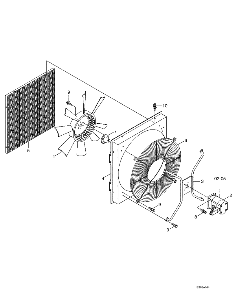 Схема запчастей Case 1221E - (02-04[01]) - FAN / MOTOR ASSY (87700385) (02) - ENGINE