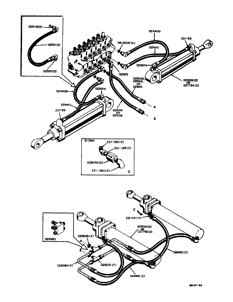 Схема запчастей Case 31 - (048) - SWING AND STABILIZER CYLINDER HYDRAULICS (EARLY PRODUCTION), 