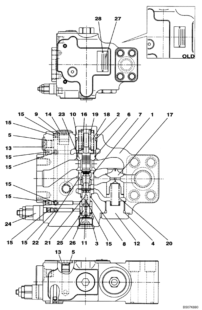 Схема запчастей Case CX350B - (08-51) - VALVE ASSY, RELIEF - MODELS WITH LOAD HOLD (08) - HYDRAULICS